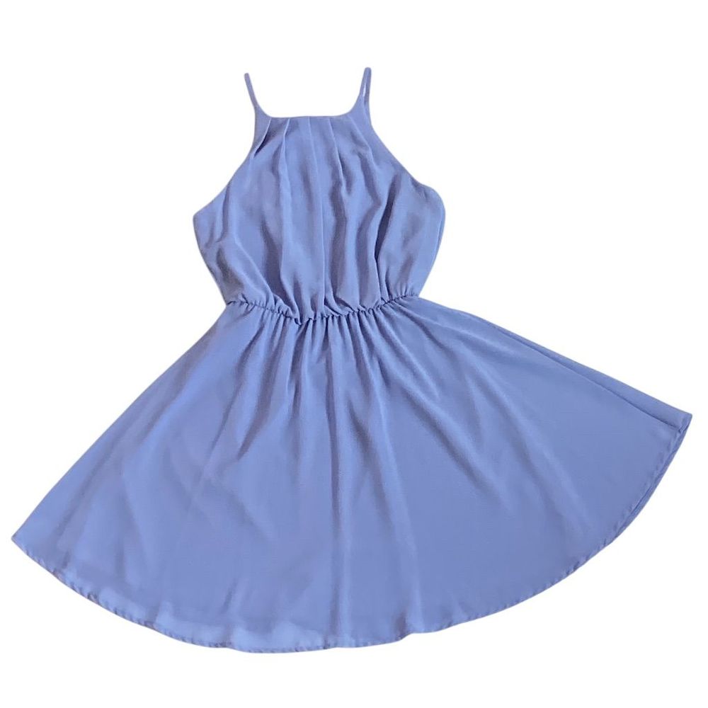 Lush Women's XS Periwinkle Blue Halter A-Line Knee Length Dress - Picture 11 of 12